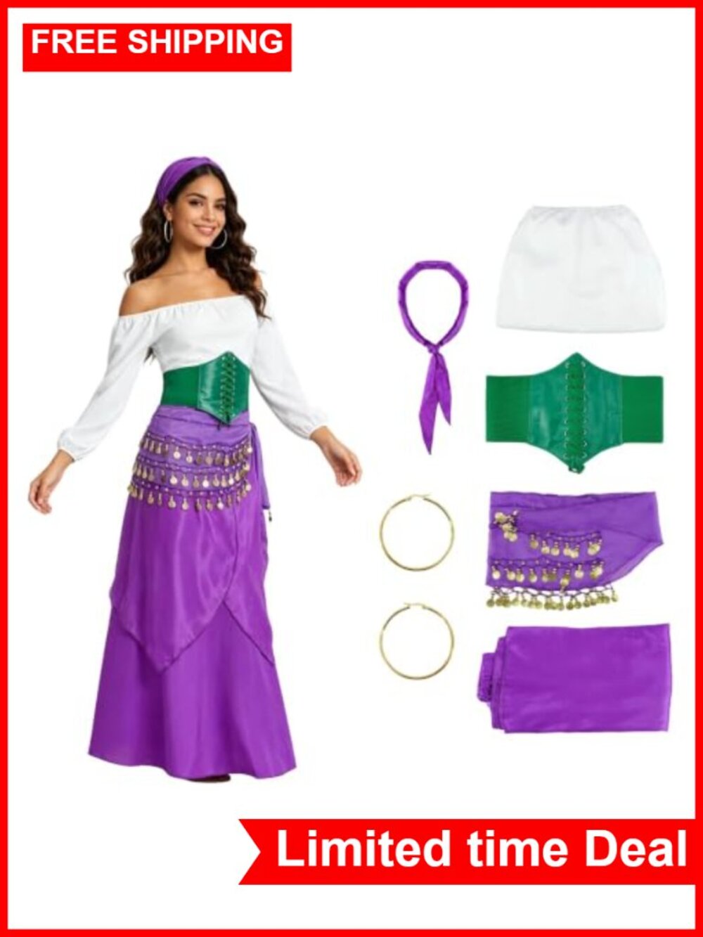 Off Shoulder Long Sleeve Top Maxi Skirt Costume Set